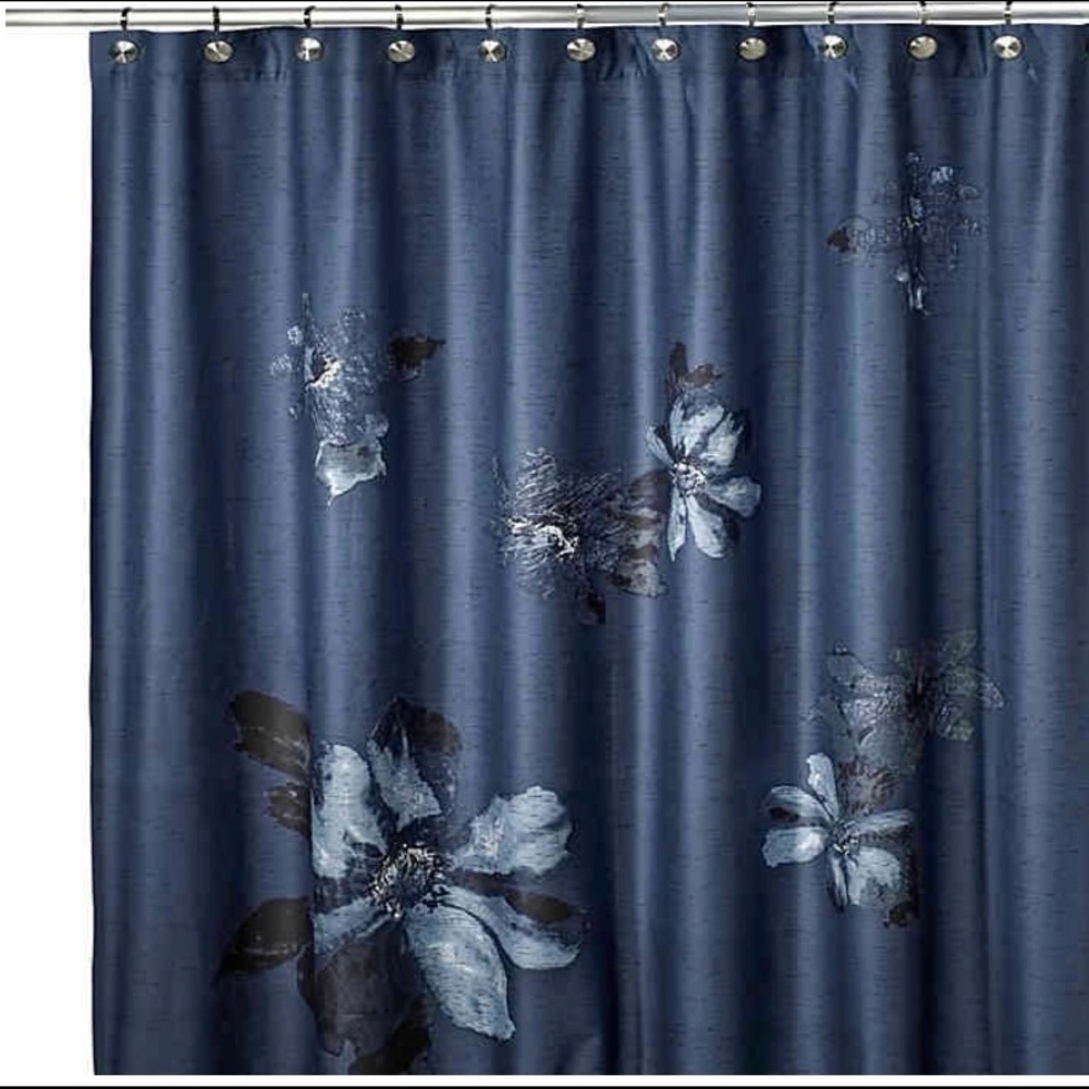 Shower curtain, rug, and finger tip towels